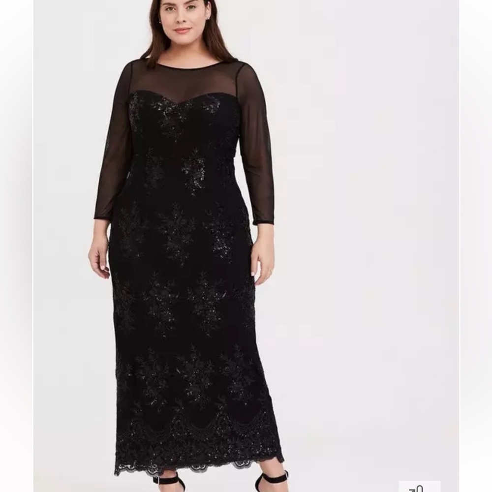 Torrid Special Occasion Black Sequin and Mesh Gown NWT